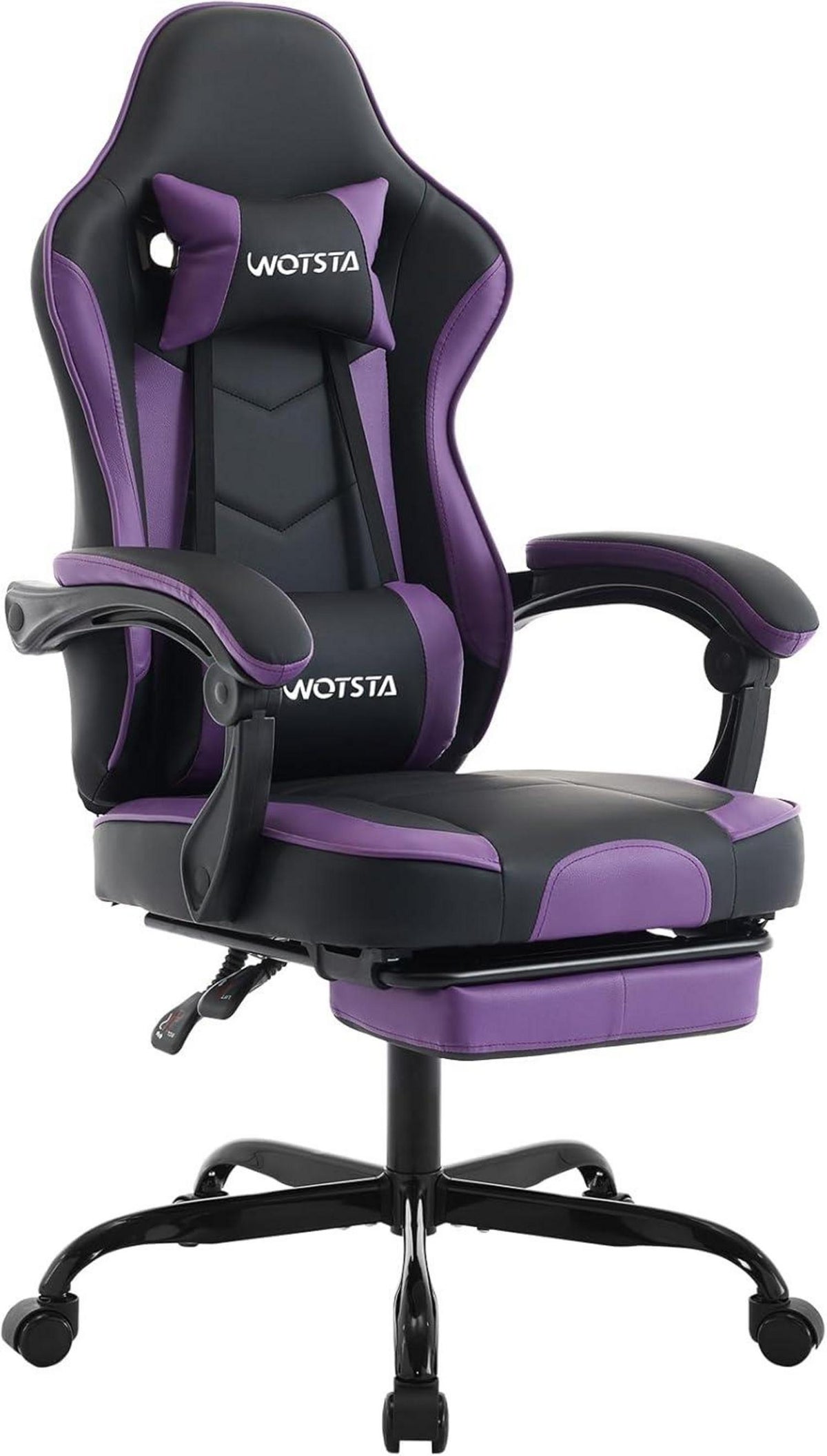 Ergonomischer Gaming Stuhl mit Fußstütze und Lendenwirbelstütze