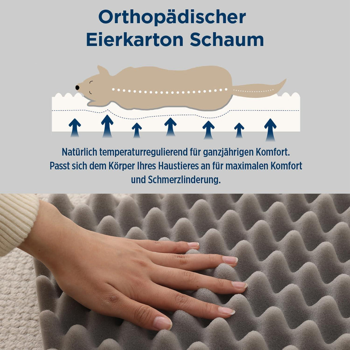 Orthopädisches Hundebett XXL (130x90cm) Khaki