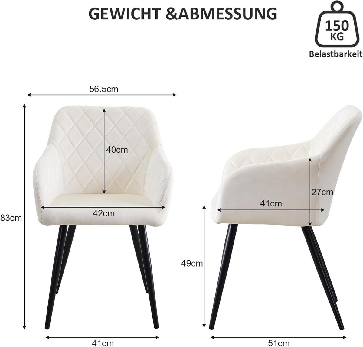 Esszimmerstuhl Samt Bezug Armlehne Metallbeine Polstersessel