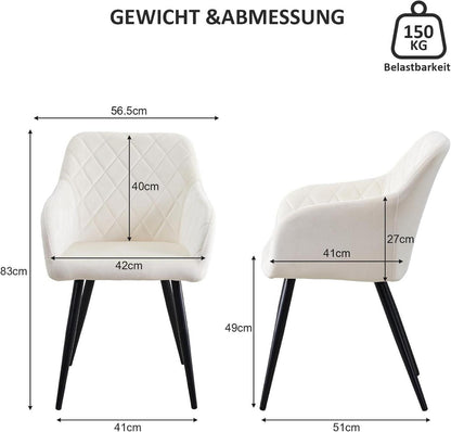 Esszimmerstuhl Samt Bezug Armlehne Metallbeine Polstersessel