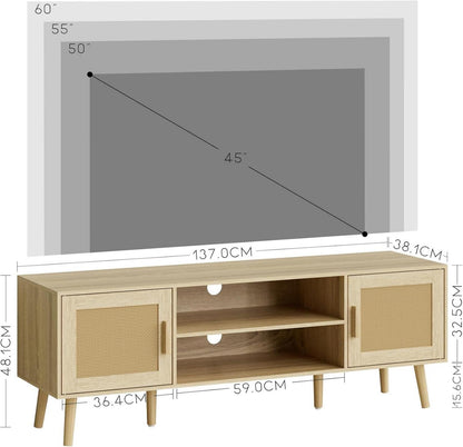 TV-Schrank Eiche 137x38x48 cm Lowboard für TV 60 Zoll
