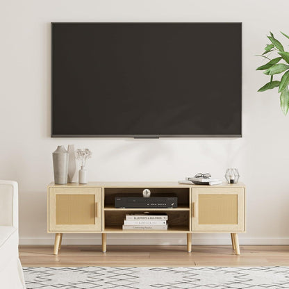 TV Schrank Lowboard Eiche 137x38x48 cm 2 Schränke Wohnzimmer 60 Zoll