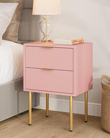 Nachttisch mit Schubladen, Modernes Nachtkästchen, Boho Design, Rosa