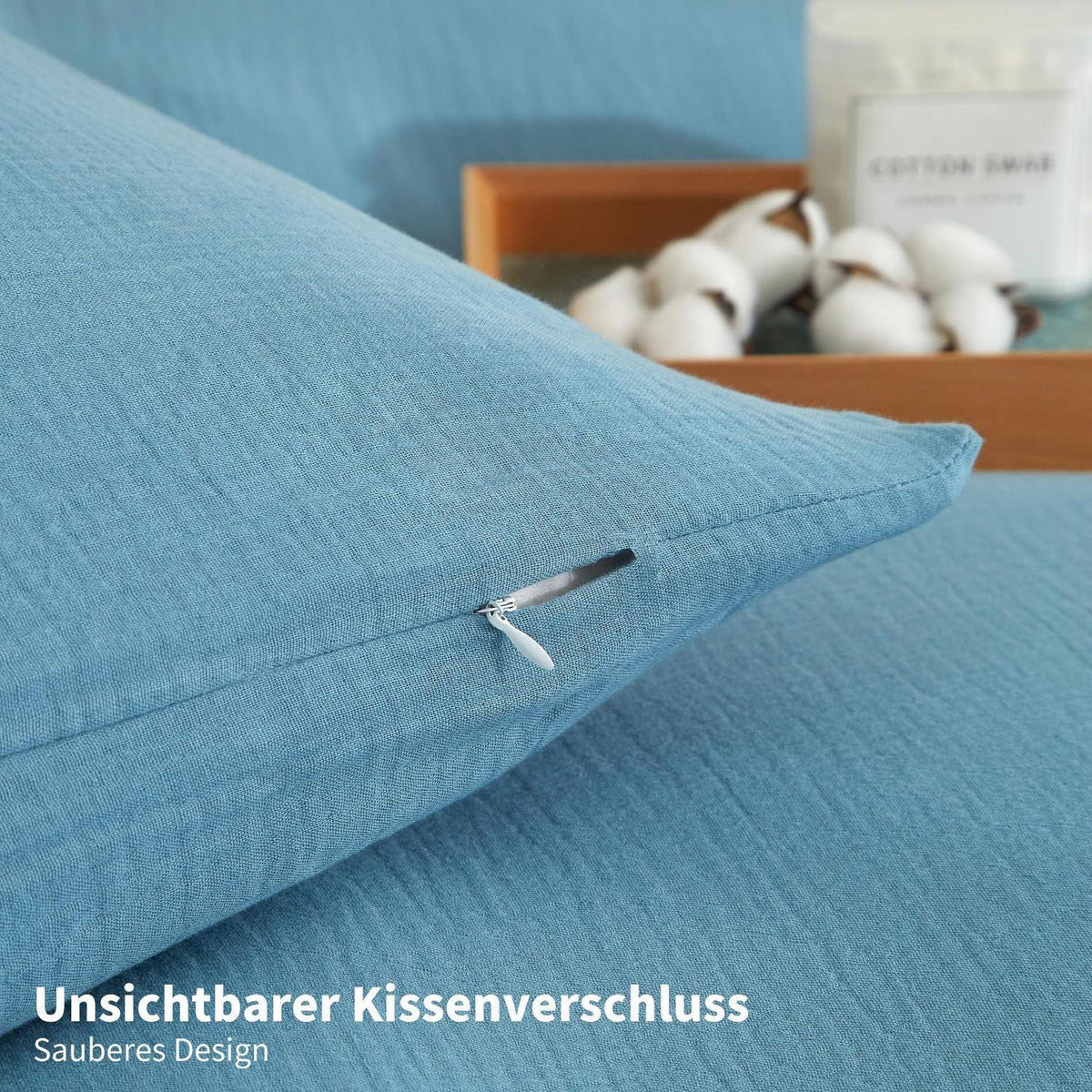 Doppelte Muslin Bettwäsche 200x200 Petrol – Weich & Atmungsaktiv