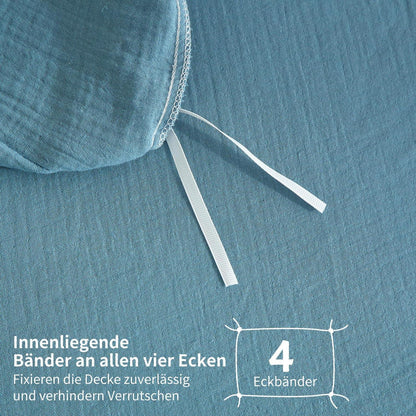 Doppelte Muslin Bettwäsche Petrol 155x220 cm - 3-teilig