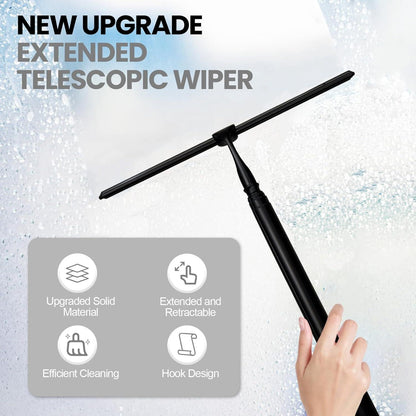 Duschabzieher Set mit Teleskopstange und Silikonklinge, 35cm, Schwarz