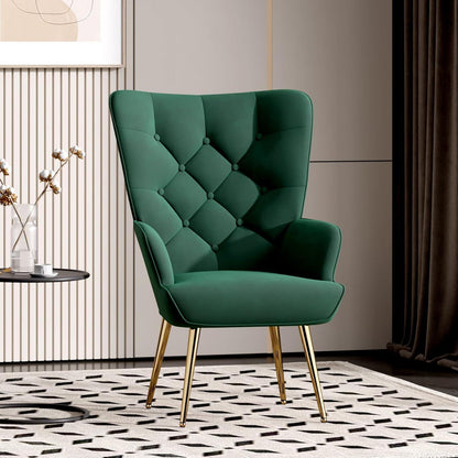 Loungesessel Samt Modern mit Goldfüßen – Grün