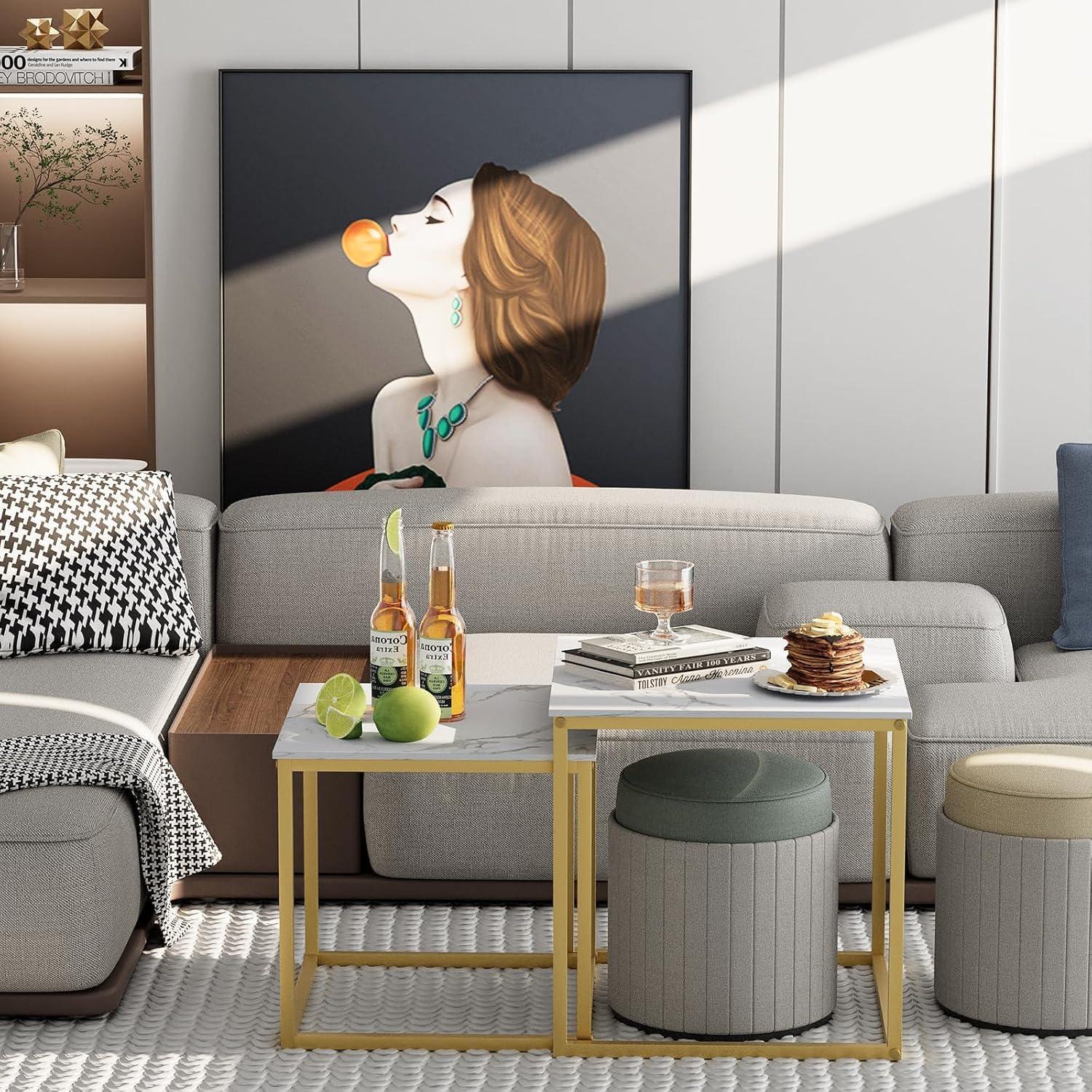 Quadratisches Couchtisch-Set aus Holz in