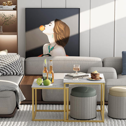 Quadratisches Couchtisch-Set aus Holz in