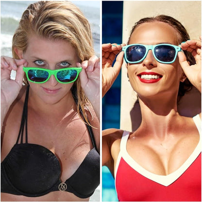 6er Set Neon Bunte Sonnenbrillen Vintage Party Brille Herren