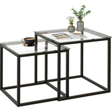 Quadratisch 2er Set Glascouchtisch Modern Schwarz 50/45 cm