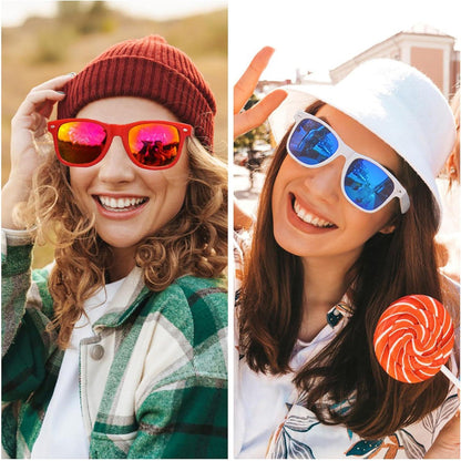 6er Pack Bunte Neon Sonnenbrillen Set Vintage Party Brille UV-Schutz