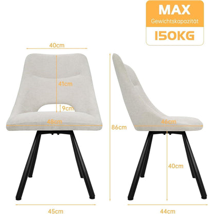Drehbare Esszimmerstühle 2er Set – Beige Polsterstuhl