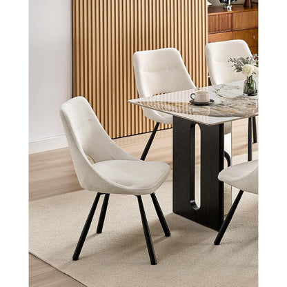 Drehbare Esszimmerstühle 2er Set – Beige Polsterstuhl