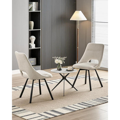 Drehbare Esszimmerstühle 2er Set – Beige Polsterstuhl