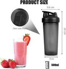 600ml Protein Shaker mit Edelstahl-Mischkugel und Messskala