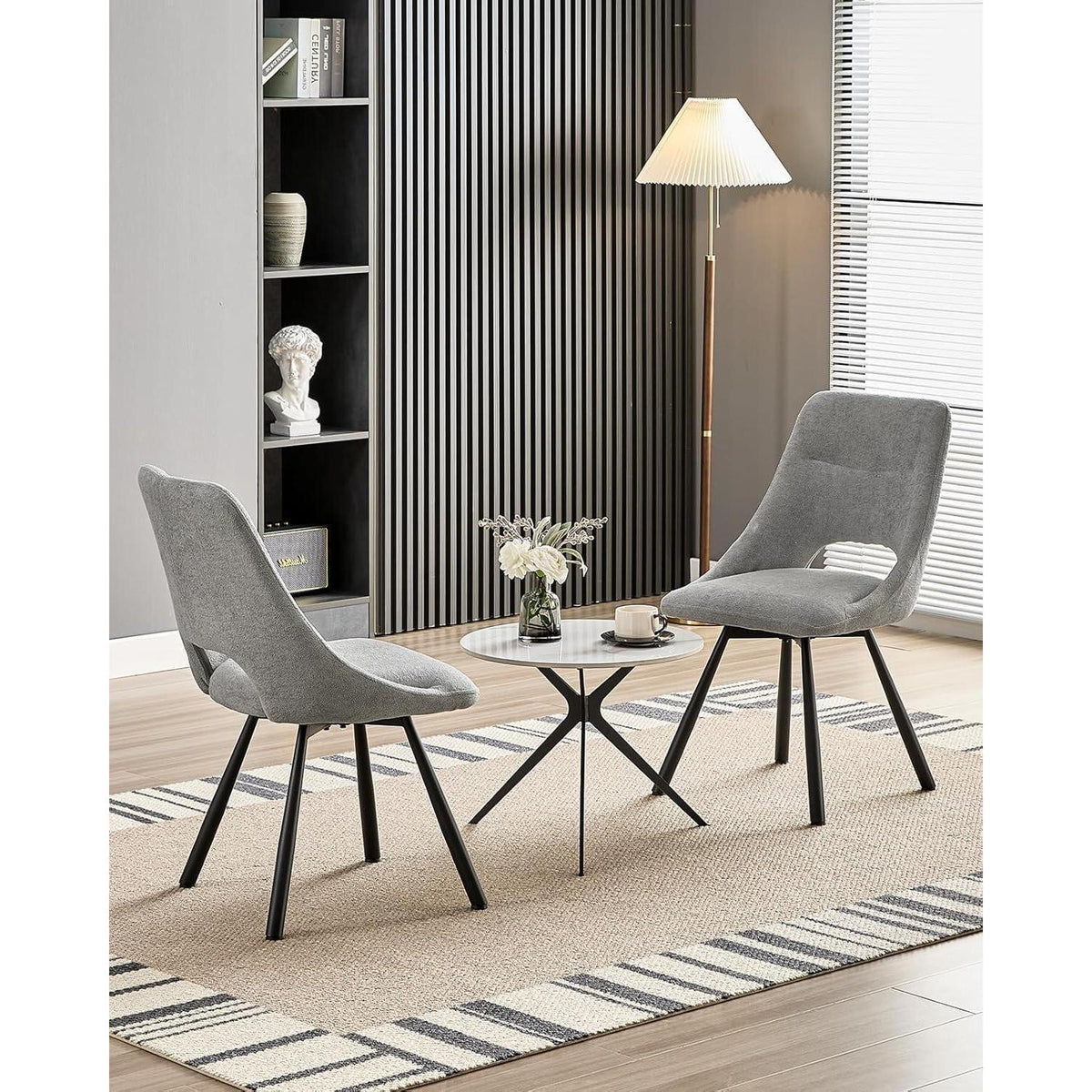 Drehbare Esszimmerstühle Set 4 – Grau, Modern & Bequem