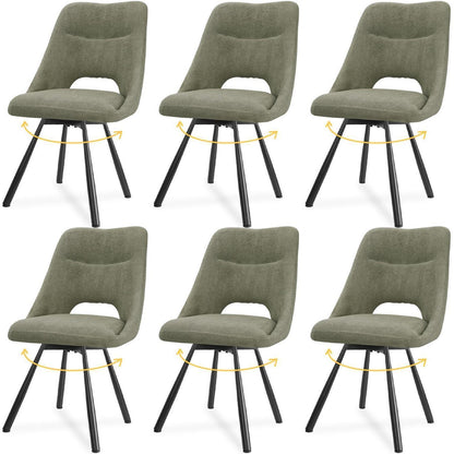 Drehbare Esszimmerstühle Set 6 – Bequeme Polsterstühle Graugrün