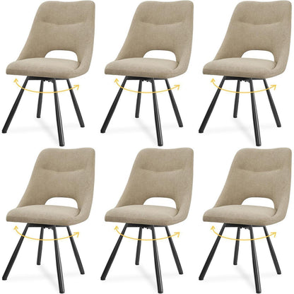 Drehbare Esszimmerstühle 6er Set – Bequeme Polsterstühle Khaki