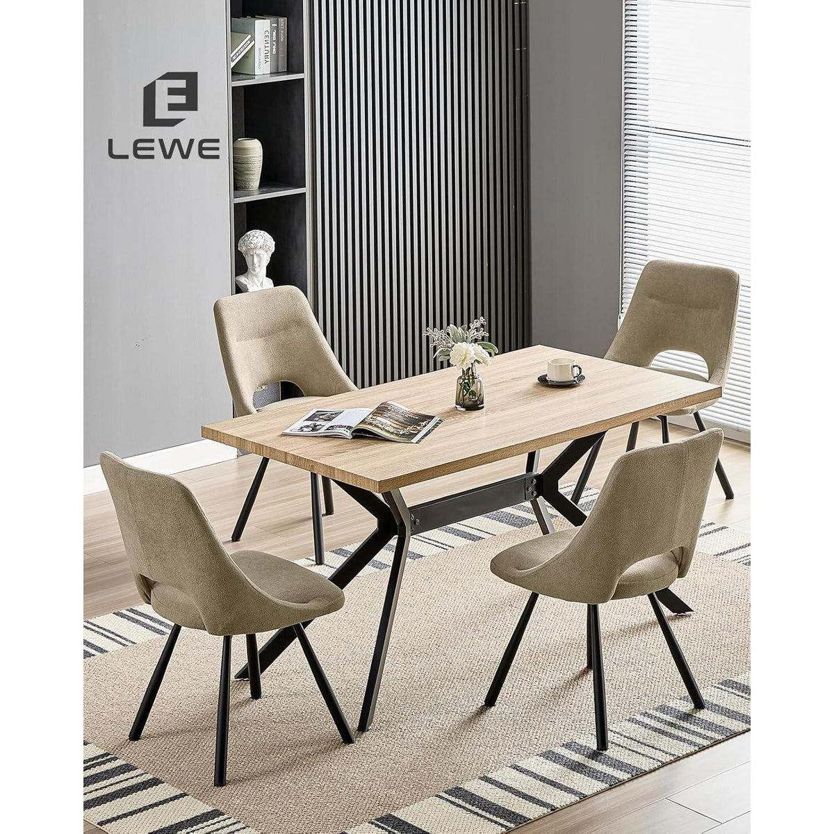 Drehbare Esszimmerstühle 6er Set – Bequeme Polsterstühle Khaki