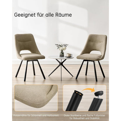 Drehbare Esszimmerstühle 6er Set – Bequeme Polsterstühle Khaki