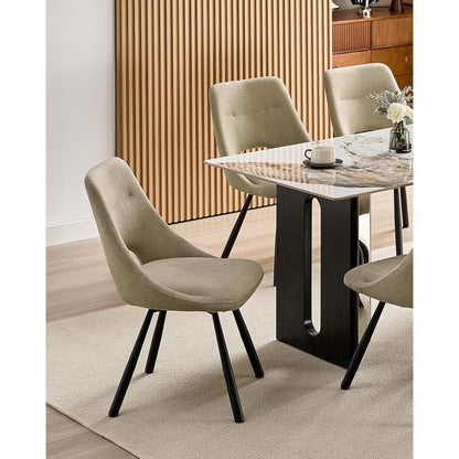 Drehbare Esszimmerstühle 6er Set – Bequeme Polsterstühle Khaki