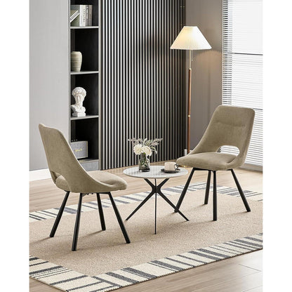 Drehbare Esszimmerstühle 6er Set – Bequeme Polsterstühle Khaki