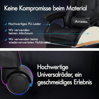 Massage Gamer Stuhl Fußstütze 2-Punkt-Massage 180kg