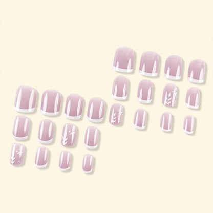 24er Set Weiß Pink Glitter Kunstnägel Aufkleben | JUSTOTRY