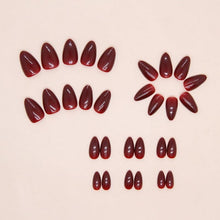 24 Dunkelrote Nagel zum Aufkleben, Mandelform, Glossy