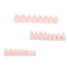 24 Stück Kurze Weiß Rosa Mandel Press on Nägel mit