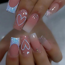 24 Stück Weiß Glitter Nägel Zum Aufkleben Lang Pink Sarg