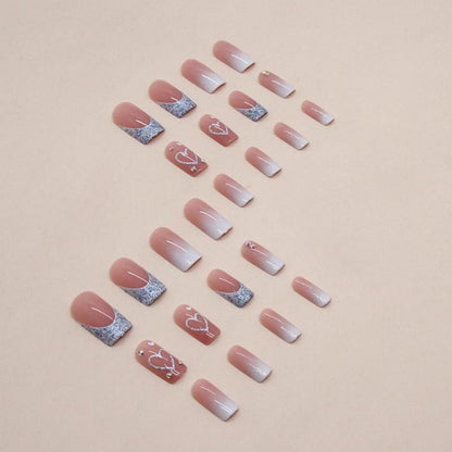 24 Stück Weiß Glitter Nägel Zum Aufkleben Lang Pink Sarg