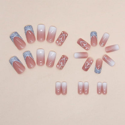 24 Stück Weiß Glitter Nägel Zum Aufkleben Lang Pink Sarg
