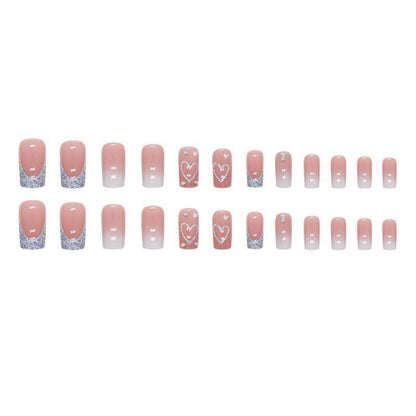 24 Stück Weiß Glitter Nägel Zum Aufkleben Lang Pink Sarg