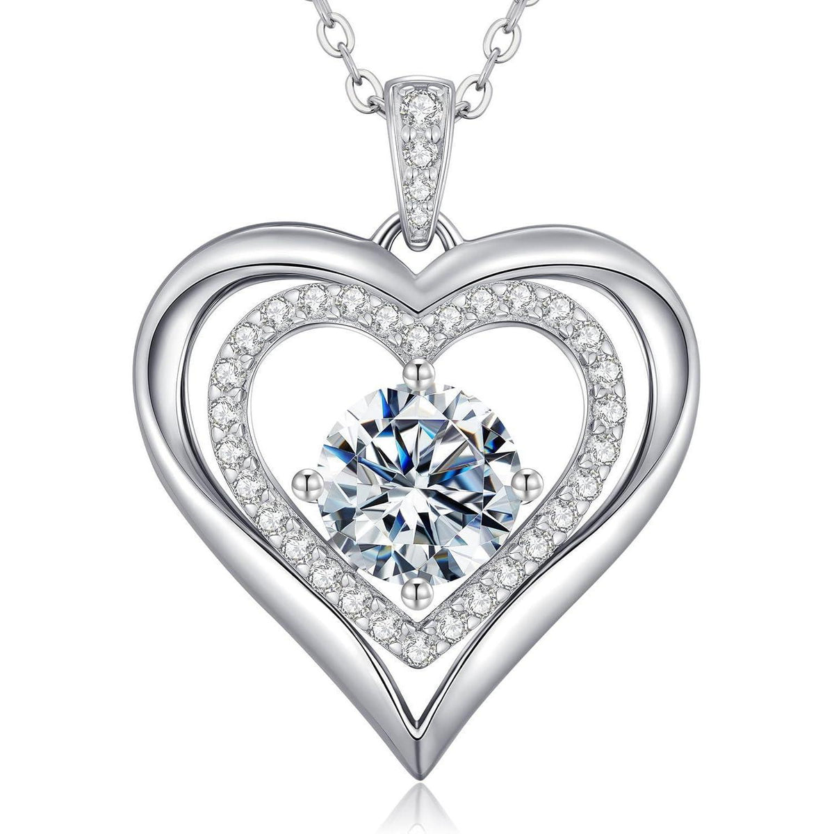 Silber Herz Halskette Damen Moissanite 1 Karat Geschenk