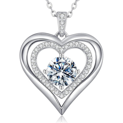 Silber Herz Halskette Damen Moissanite 1 Karat Geschenk