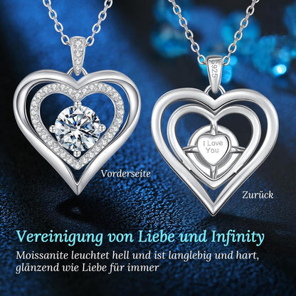 Silber Herz Halskette Damen Moissanite 1 Karat Geschenk
