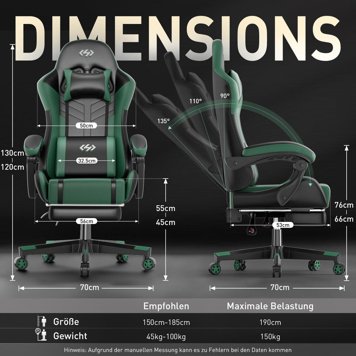 Gaming Stuhl mit Massagefunktion, Ergonomisch & Gepolstert