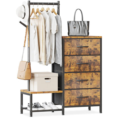 3-in-1 Kommode mit Kleiderstange & Schuhregal