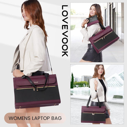 Laptoptasche Damen 17,3 Zoll Elegant Handtasche Violett