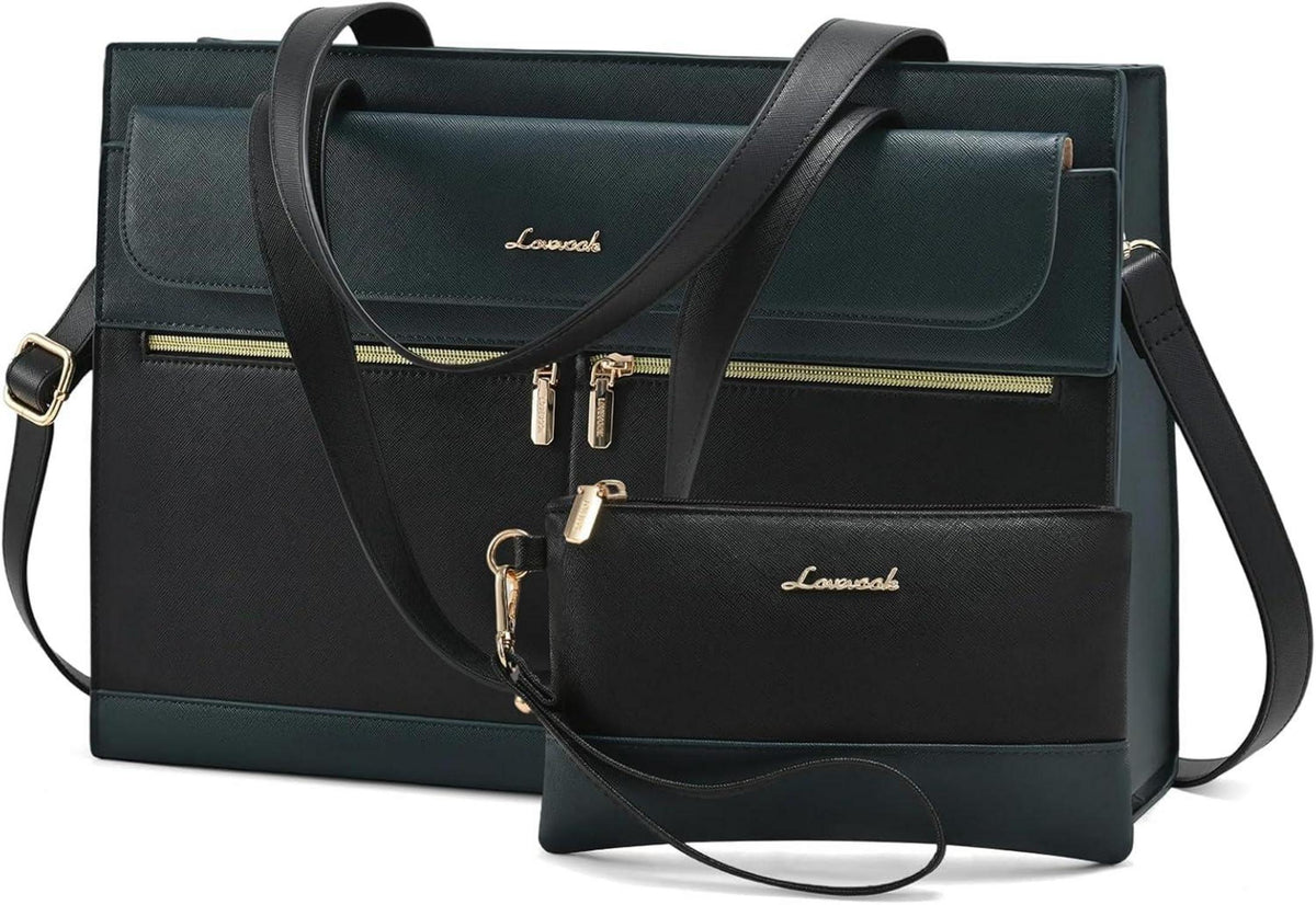 Laptop Handtasche Damen 15,6 Zoll PU Leder Crossbody Tote Bag