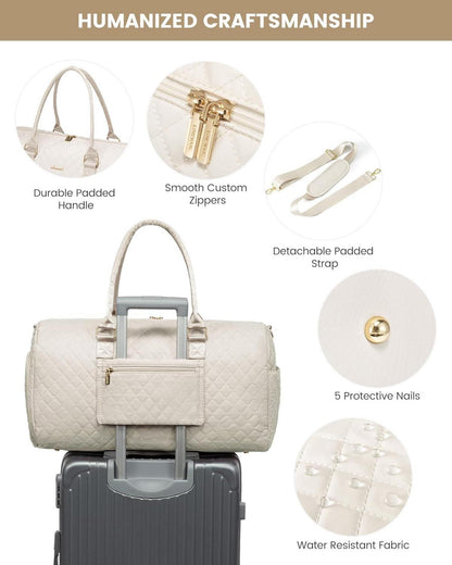 Damen Reisetasche 45L Weekender Sporttasche wasserdicht Beige with Schuhfach