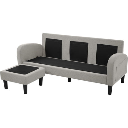 L-förmiges Ecksofa Grau – 3-Sitzer Sofa für Wohnzimmer