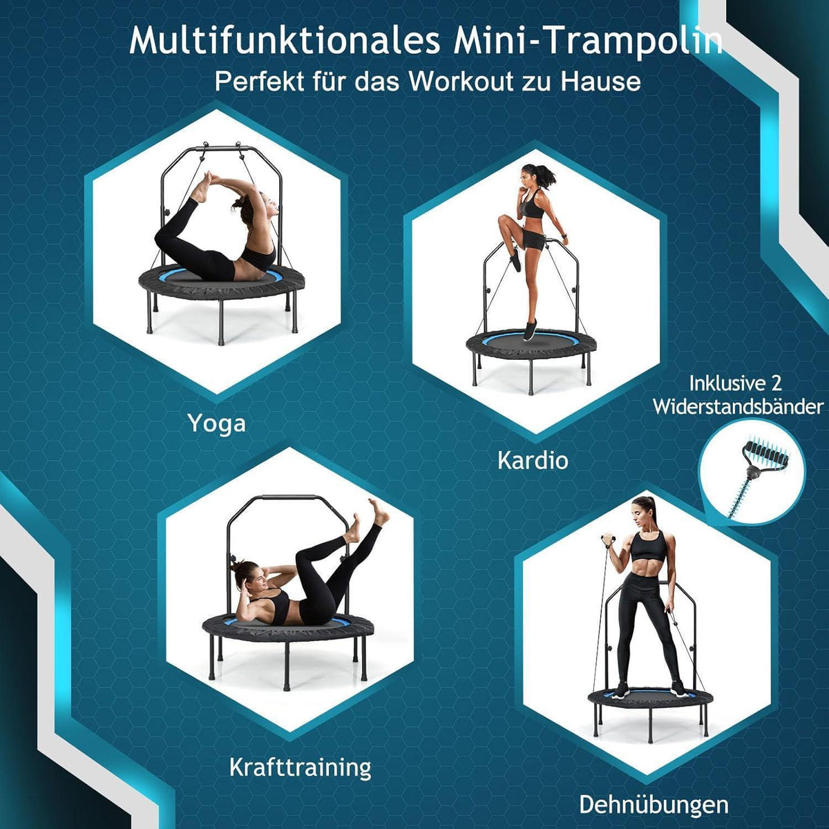 Fitness Trampolin 101cm – Faltbar & Belastbar bis 150kg