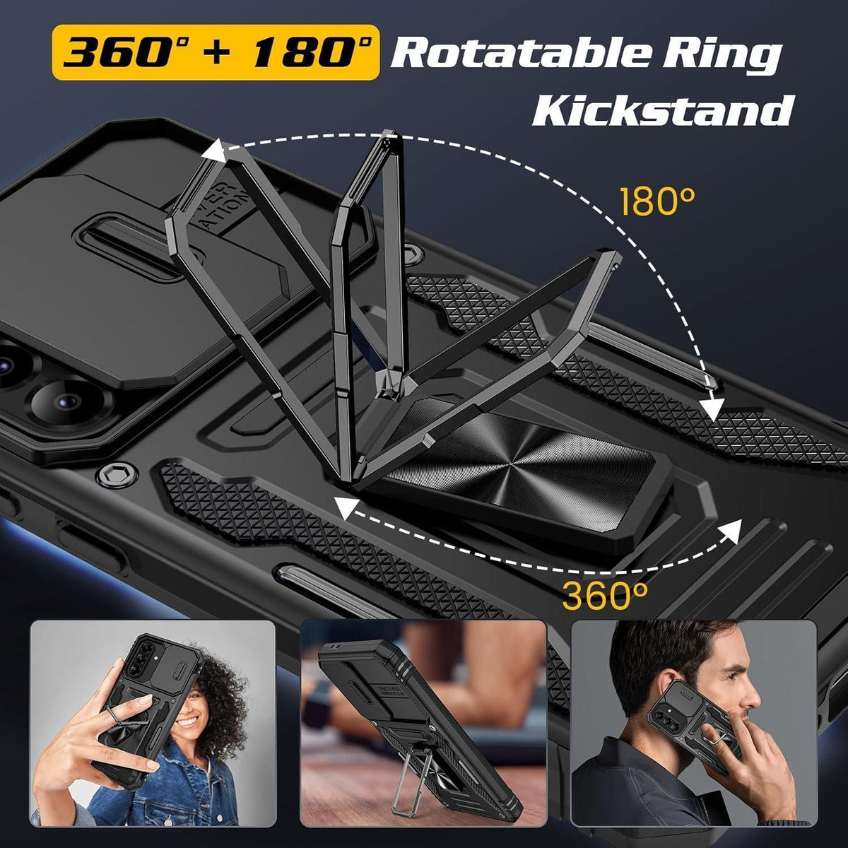 Schutzhülle mit Ringständer & Displayschutz für Samsung A56/A36 Schwarz