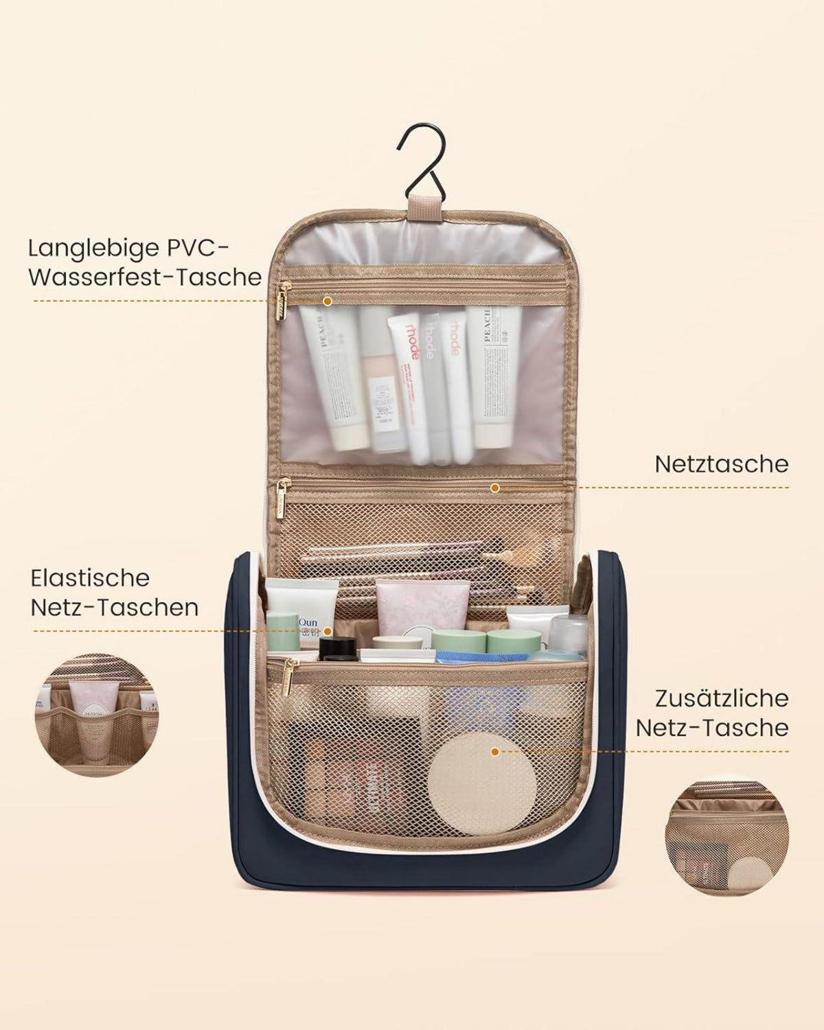 LOVEVOOK Kulturtasche Wasserdicht mit Haken Groß für Reisen