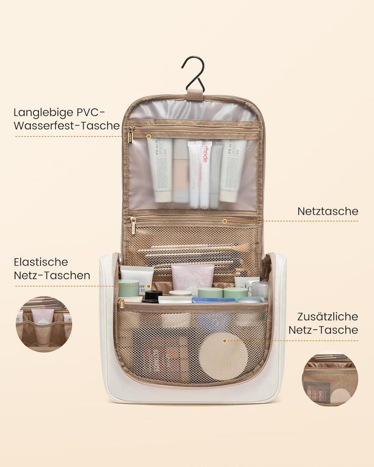 Kulturtasche zum Aufhängen Wasserdicht Groß Waschtasche Damen mit Haken