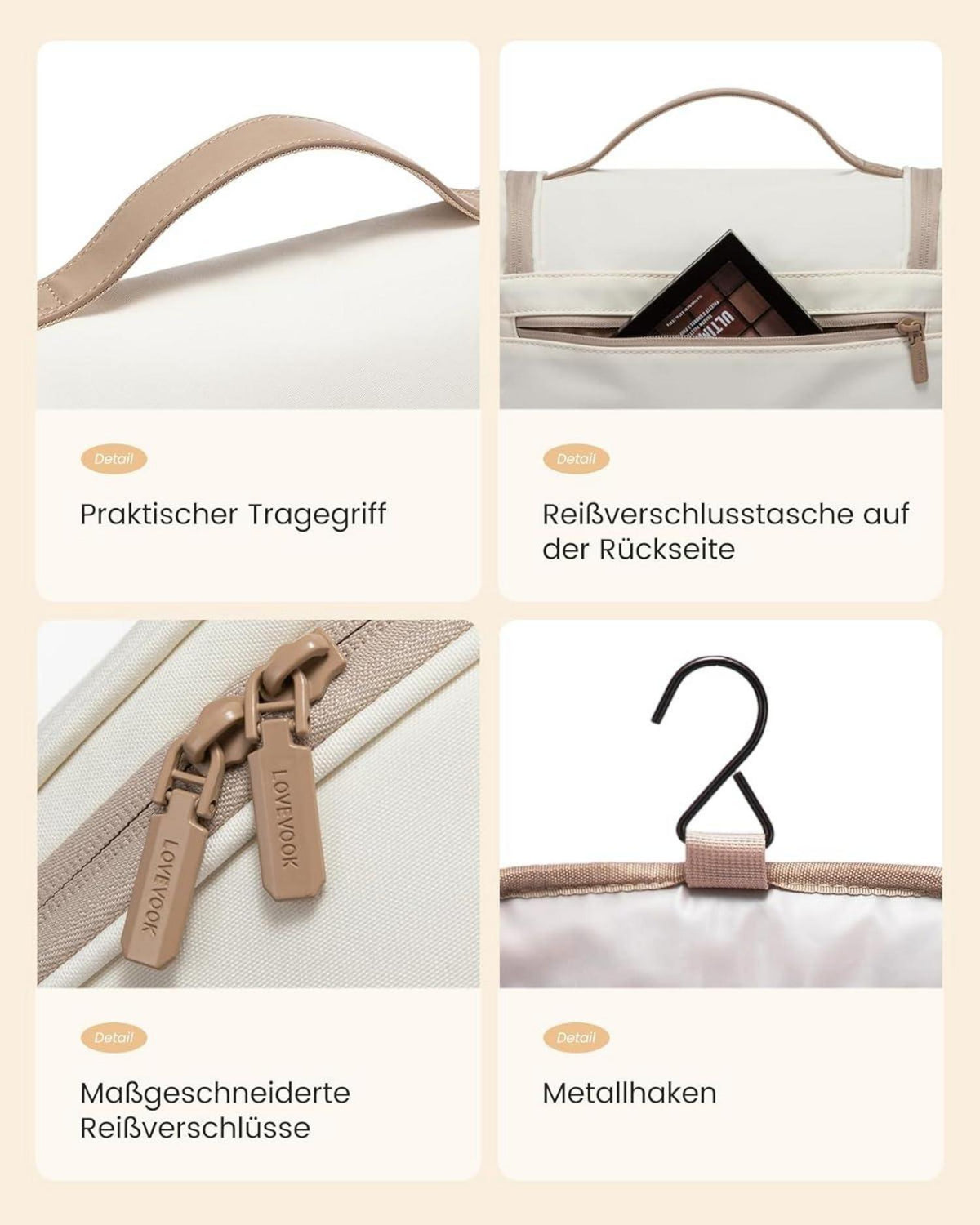 Kulturtasche zum Aufhängen Damen Wasserdicht Groß mit Haken Washbag Beauty Case