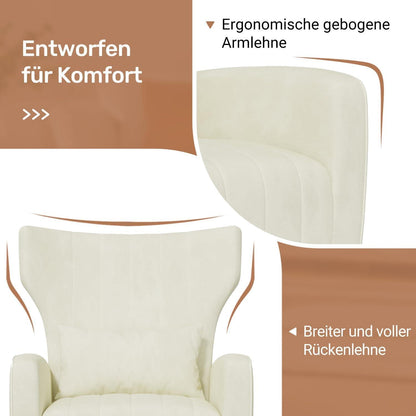 Relaxsessel 2er-Set mit Kopfkissen & Goldfüßen, Beige